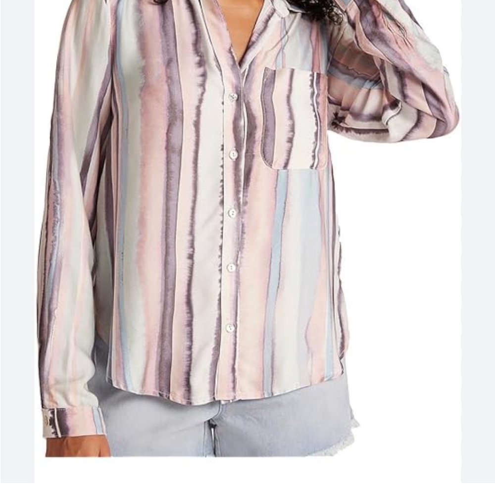 Striped Button-Up Blouse - Multicolor